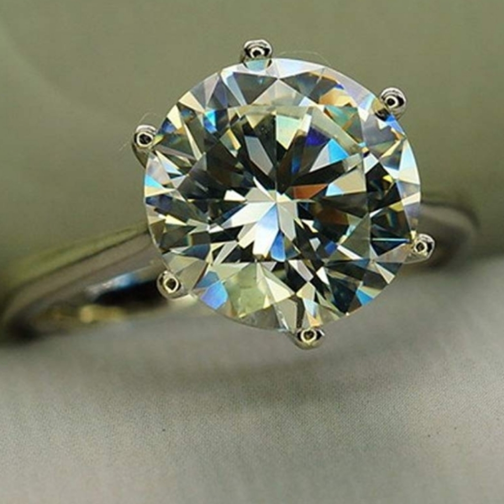 18k White Gold 4ct Round Cushion Cut Diamond Cz